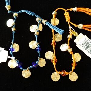 Nordstrom Blue and Orange Bohemian Coin Charm Bracelets